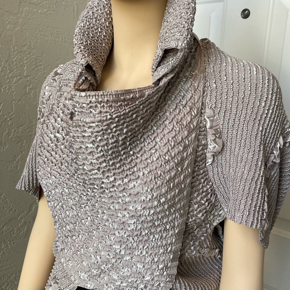 Candiss Cole Art-To-Wear Jacket Silver/Gray Puckered Open Front One Size